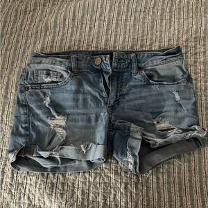 Distressed Blue Denim Shorts